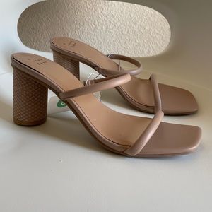 Beige Slip On Heel Sandals